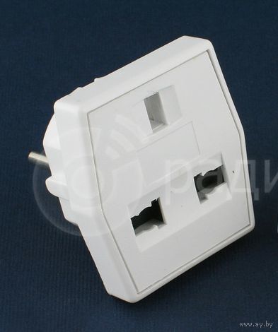 Переходник Квадрат, 10А 250В, белый REXANT