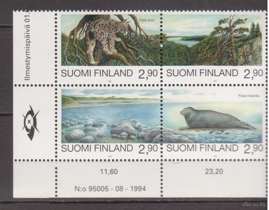 Финляндия 1994 фауна тюлени рыси MNH Совместный выпуск с Россией