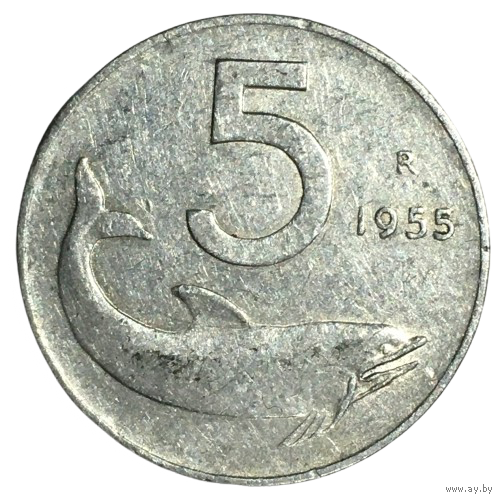 Италия 5 лир, 1955