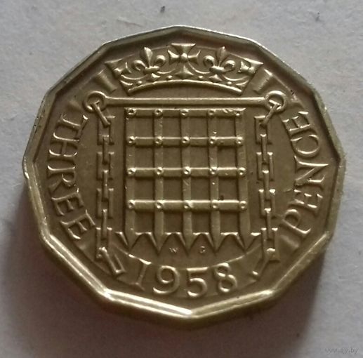 3 пенса, Великобритания 1958 г.
