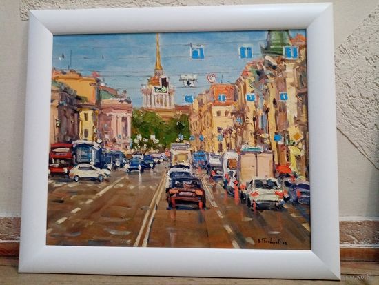 Потворов В. "Прогулка по невскому проспекту", х.м. 50х60см. 2022г.