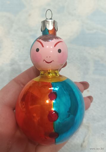 Елочные игрушки, стекло, клоун, Петрушка