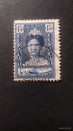1928. Кюрасао\292с\ Королева и корабль. Штемпель ARUBA