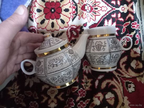 Чайник, заварник и сливочник МФЗ красивые СССР