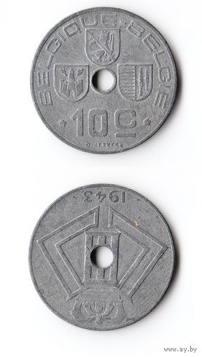 10 сантимов Бельгия 1943 года