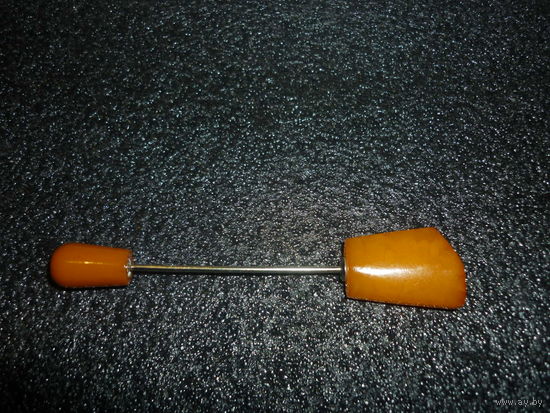 С Рубля! Янтарная Шляпная Булавка Старая Германия 20-ые гг. Оригинал Клеймо