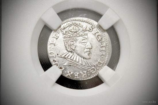 Трояк 1590 г. Рига (Речь Посполитая), Сигизмунд Ваза. NRG MS61
