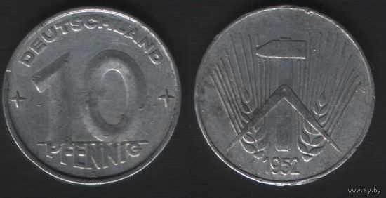 Германия ГДР _km7 10 пфенниг 1952 год (A) (_10