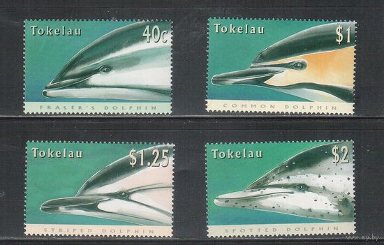 Токелау -1996 (Мих.234-237) , ** , Морская фауна, Дельфины (полная серия)