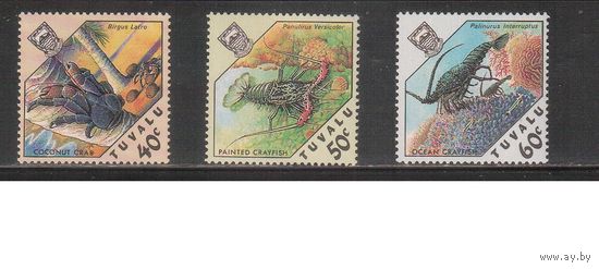Тувалу-1987(Мих.477-479) , ** ,  Морская фауна, Крабы, Раки(полная серия)