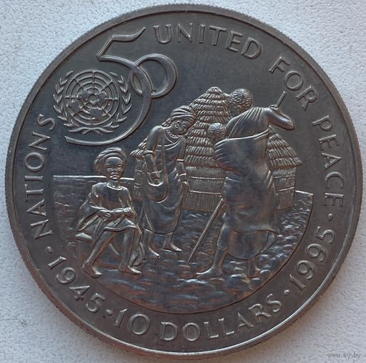 Намибия 10 долларов 1995 г. 50 лет ООН