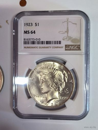 Доллар мирный 1923 США NGC ms 64