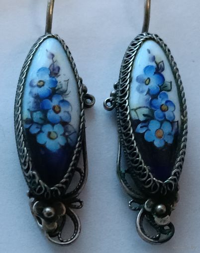 Красивые серьги. Финифть. Все лоты с 1 рубля!