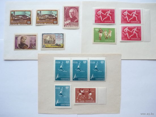 Серийные и отдельные марки СССР 1956г.! Качество! Чистые (MNH **)! По тематике - Спартакиада народов СССР, Атомная электростанция, Касаткин, Федотова, Ростсельмаш. С полями. Состояние.