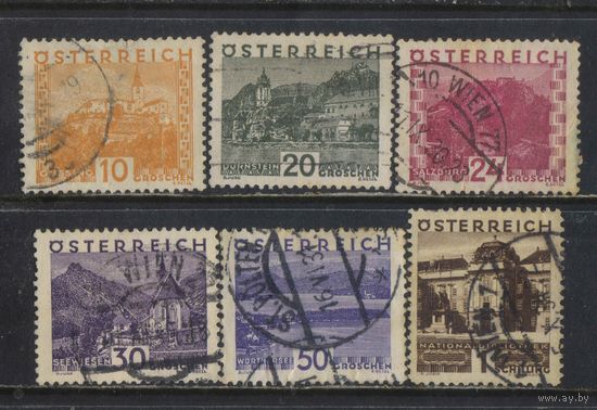 Австрия Респ 1929 Виды Стандарт Большой формат #498,503,505-6,508,510