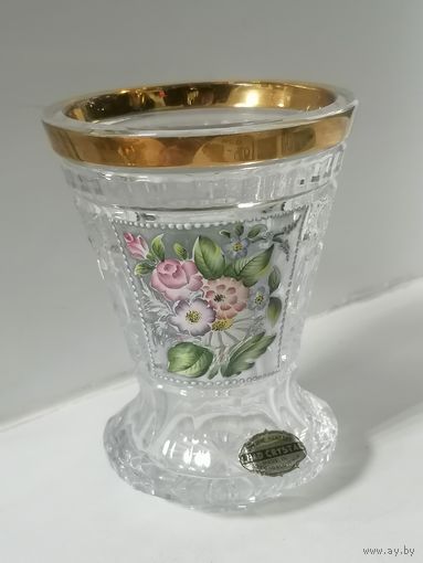 Ваза, резной хрусталь, Чехословакия, живопись