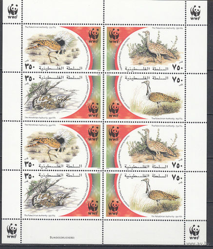 Фауна. Птицы. Палестина. 2001. 1 малый лист. Michel N 192-195 (18,0 е)