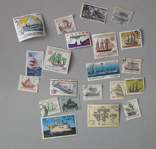 Лот марок "История флота на почтовых марках мира"
