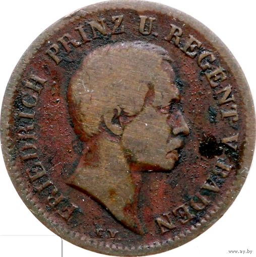 РАСПРОДАЖА!!! - ГЕРМАНИЯ БАДЕН 1 крейцер 1856 год "ФРИДРИХ I БАДЕНСКИЙ-Первый Год Правления"