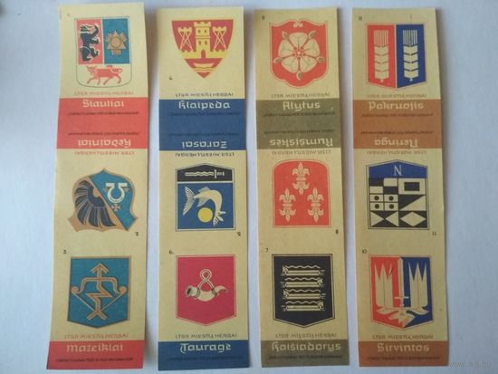 Спичечные этикетки Прибалтика. Гербы городов Литовской ССР