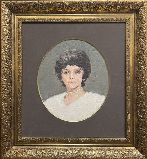 Бржозовский Г.Ф "Портрет дочери балерины Л.Г Бржозовской". ДВП, масло. Размер с рамой и паспарту 56,5х61 см.