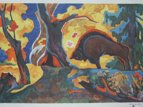 Лявон Баразна лiтаграфiя Белавежская пушча 22х30 см