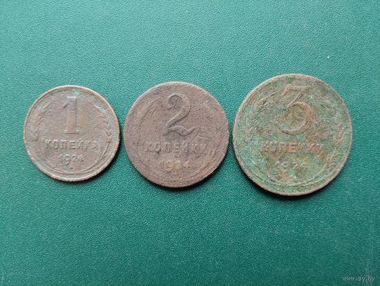 Сборка меди 1924 г. 1 , 2 , 3 копейки.