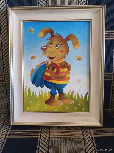 Картина в рамке "Скоро в школу!", малоизвестный, но перспективный Художник.