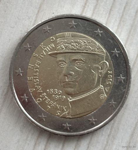 2 евро Словакия 2019, 100 лет со дня смерти Милана Ростислава Штефаника