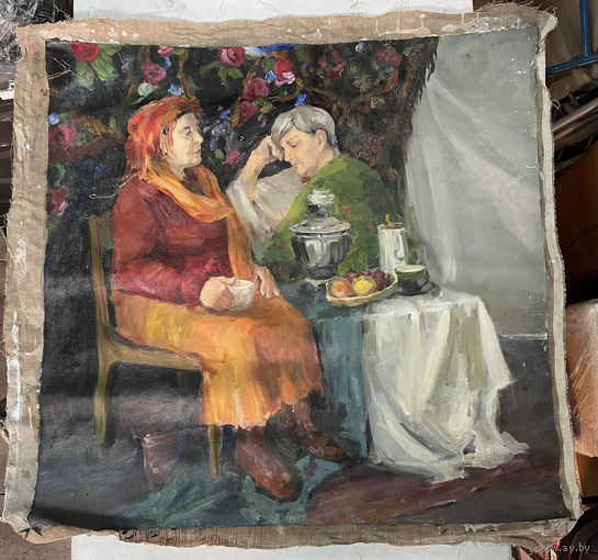 Картина маслом Чаепитие с самоваром