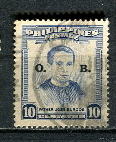 Филиппины - 1952/1955 - Хосе Бургос 10С с надпечаткой О. В. Dienstmarken - [Mi.49d] - 1 марка. Гашеная.  (Лот 42Ju)-T25P10