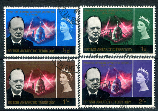 Британские Антарктические территории - 1966г. - Уинстон Черчилль - 4 марки - полная серия, гашёные [Mi 16-19]. #2-Bc-42-B-1