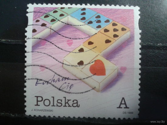 Польша, 1999, Поздравительная марка, Валентинка, полная серия, 2 скана
