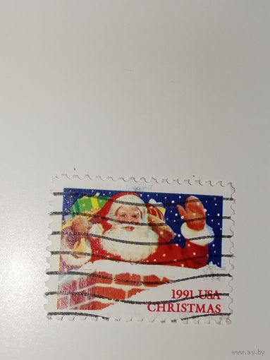 США 1991 Марка "Санта-Клаус в дымоходе" (Santa in Chimney).