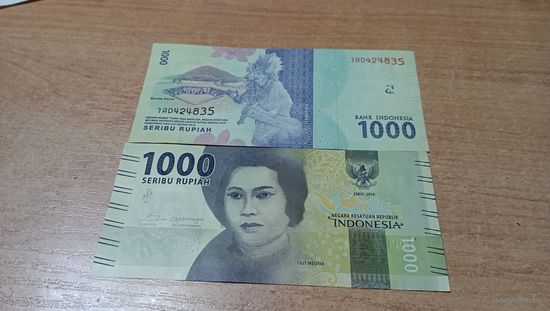 1000 рупий Индонезии 2016 года с рубля **424756