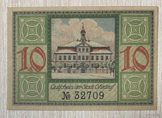 Нотгельд Ордруф, 10 пфеннигов, 1921 год Веймарская республика.