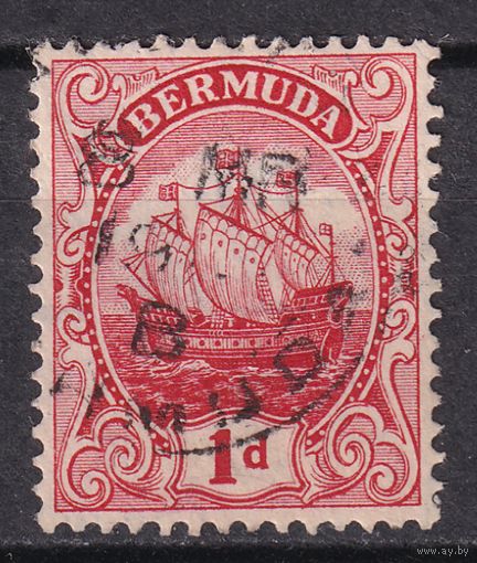 124.BrKCI. Великобритания. Колонии. Бермудские острова. Стандарт. Парусник Sea Venture. 1910 г. 1P. Mi.#36a.