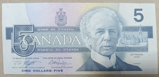 5 долларов 1986 года - Канада - UNC