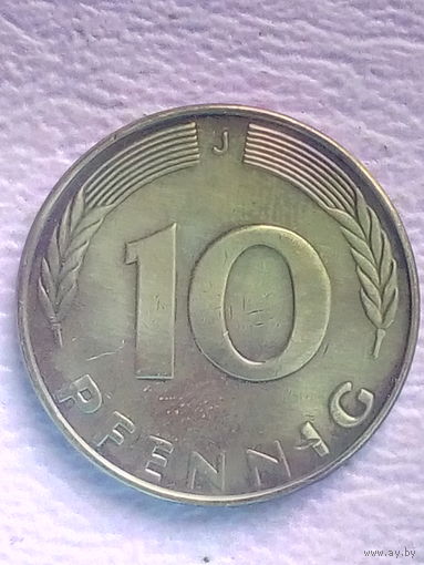Германия 10 пфеннигов 1991 г. J (Гамбург).