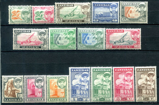 Британские колонии - Султанат Занзибар - 1961г. - ландшафты, Сеид Джамшид ибн Абдулла - 16 марок - полная серия, MH [Mi 240-255]. #4-B6-138-A-1