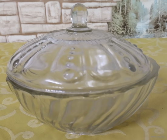 Сахарница, стекло. Клеймо СБЗ (Борисовский стекольный завод, БССР), 1950-1960 гг.