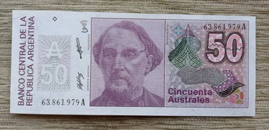 Werty71 Аргентина 50 аустралей 1986 UNC банкнота