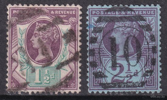 31.Br. Великобритания. Виктория. Стандарт. 1 1/2d., 2 1/2d. 1887 г. Mi.##87/89.
