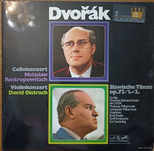 Dvorak - Mstislaw Rostropowitsch, David Oistrach – Cellokonzert / Violinkonzert / Slawische Tanze Op.72/1.+2. (2LP)