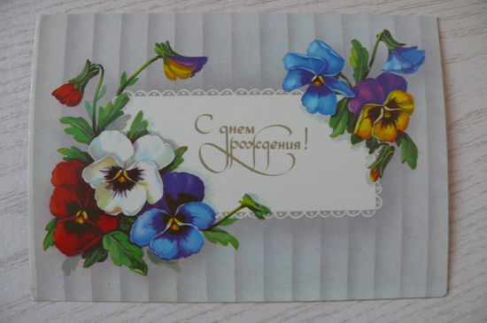 Куртенко Е., С днем рождения! 1989, 1990, подписана (анютины глазки).