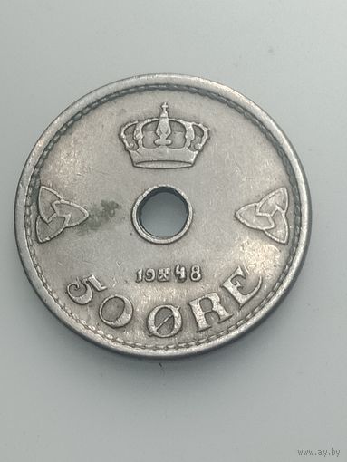 Норвегия 50 эре 1948 года .
