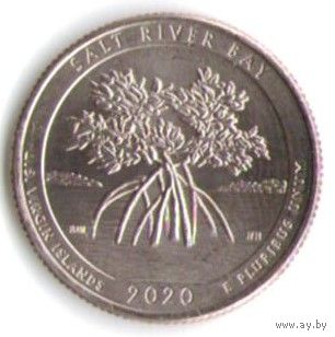 25 центов 2020 г. Парк=53 Национальный исторический парк Бухта Соленой реки Верджинские о-ва Двор S _UNC