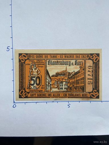 Нодгельд 50 пфеннигов Глаушенбург и Харц. Веймарская республика - 0202