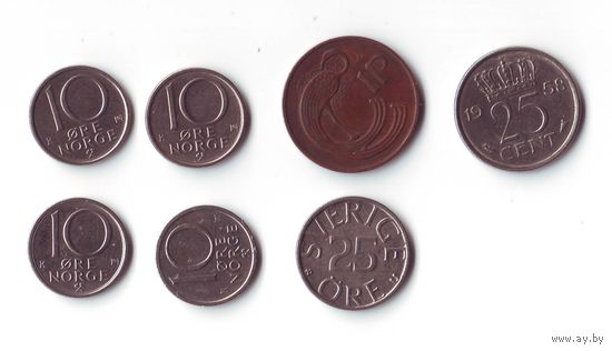 Монеты Норвегии, Швеции, Ирландии, Голландии.