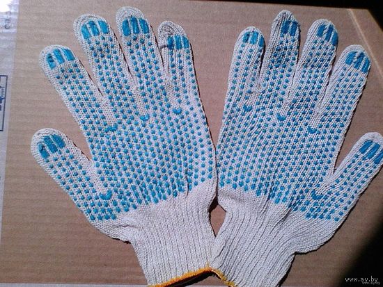 Две Пары Рабочих Перчаток - Вязаные - Одним Лотом.